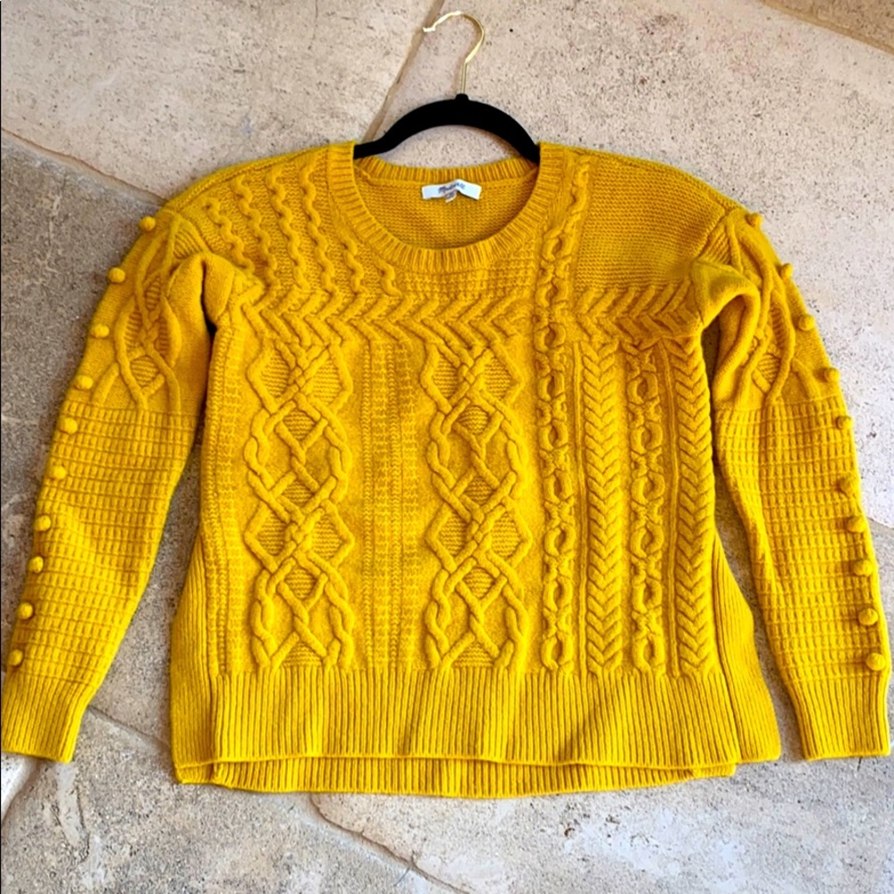 Madewell 🌺 Gold Cable Knit Sweater Sz XS